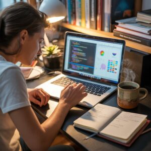 Modern laptop screen showing CSS code in an editor.