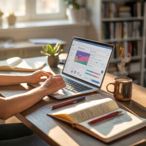 Laptop showing affiliate marketing dashboard symbolizing starting an affiliate business with no cost